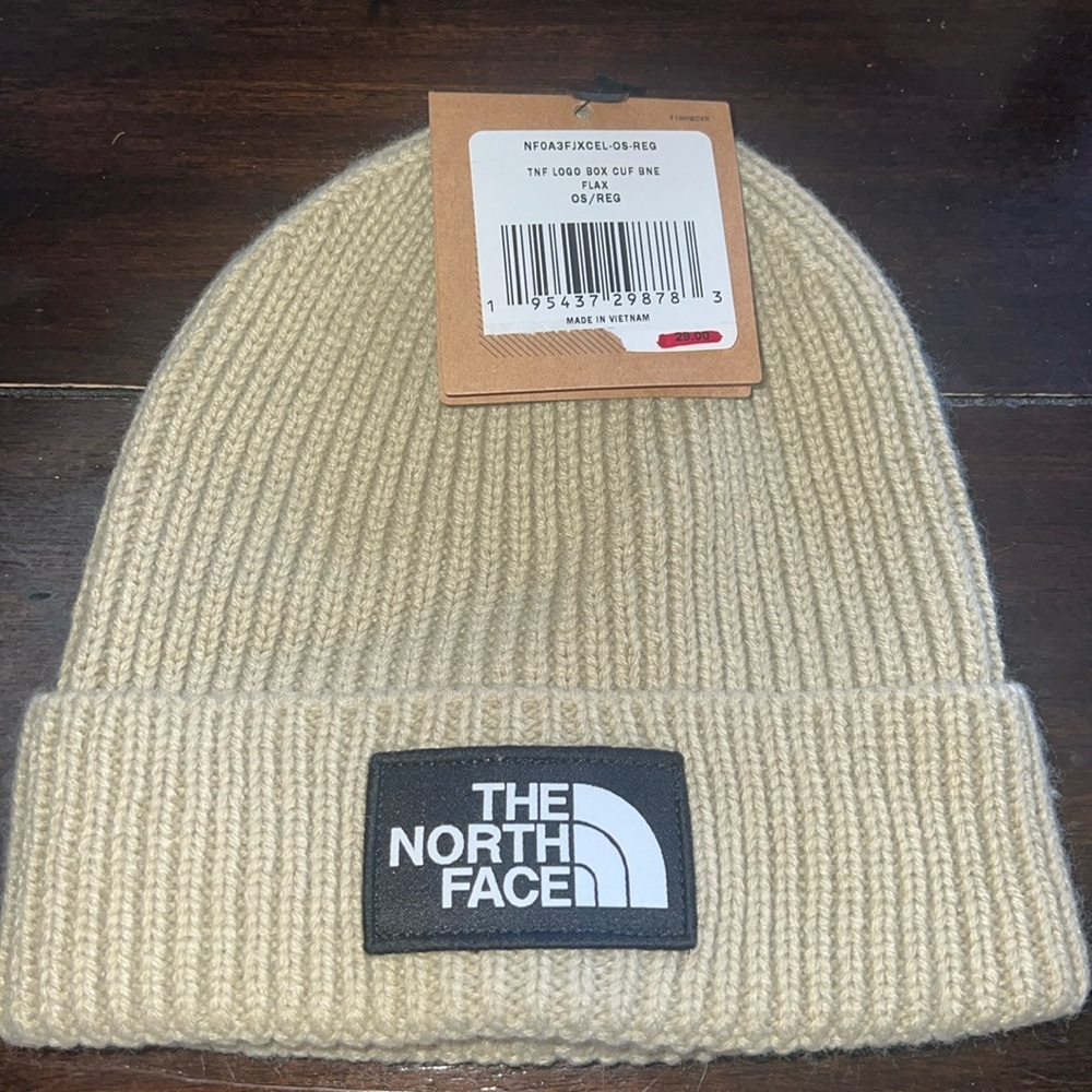 The north face logo box beanie